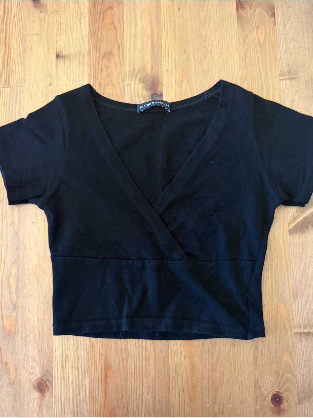 Brandy Melville Black Amara Wrap Crop Top